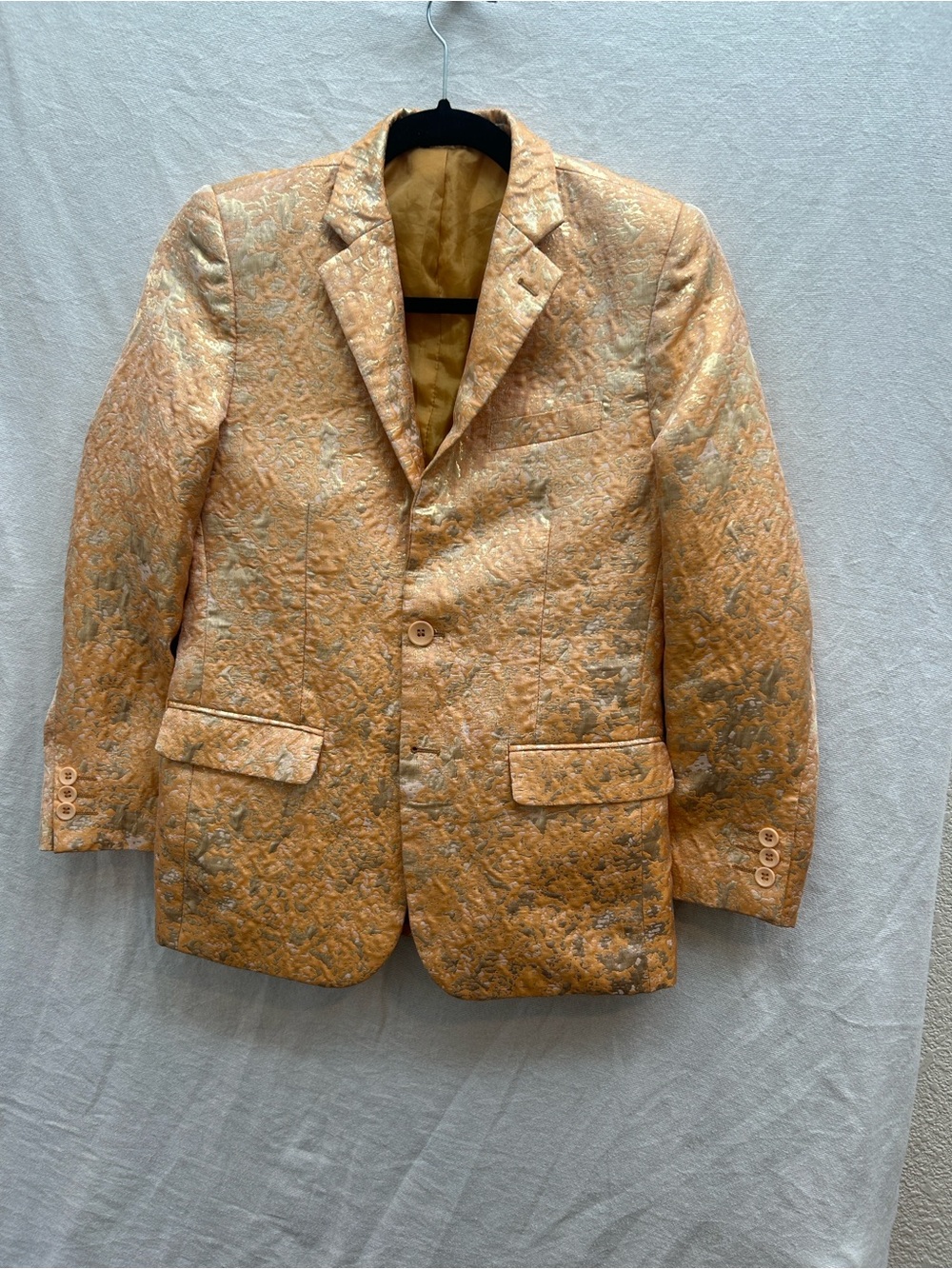 Gold Brocade Men's Blazer - Elegant Textured Sport Coat